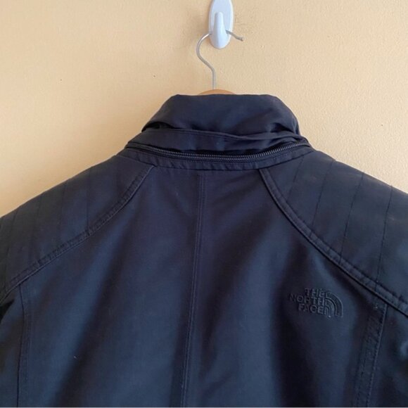 North Face Coat Woman Large Black Hyvent Down Filled Adjustable Pockets NO HOOD - Picture 9 of 16
